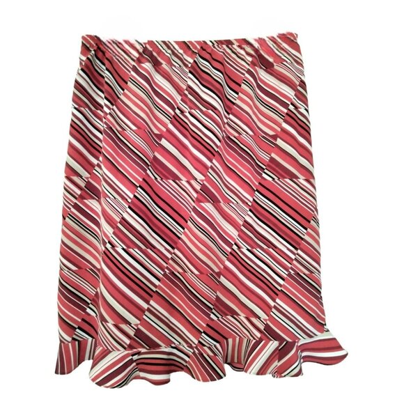 Notations Womens Elastic Waist Striped Ruffle Hem Lightweight Skirt Size 2X - Picture 2 of 7